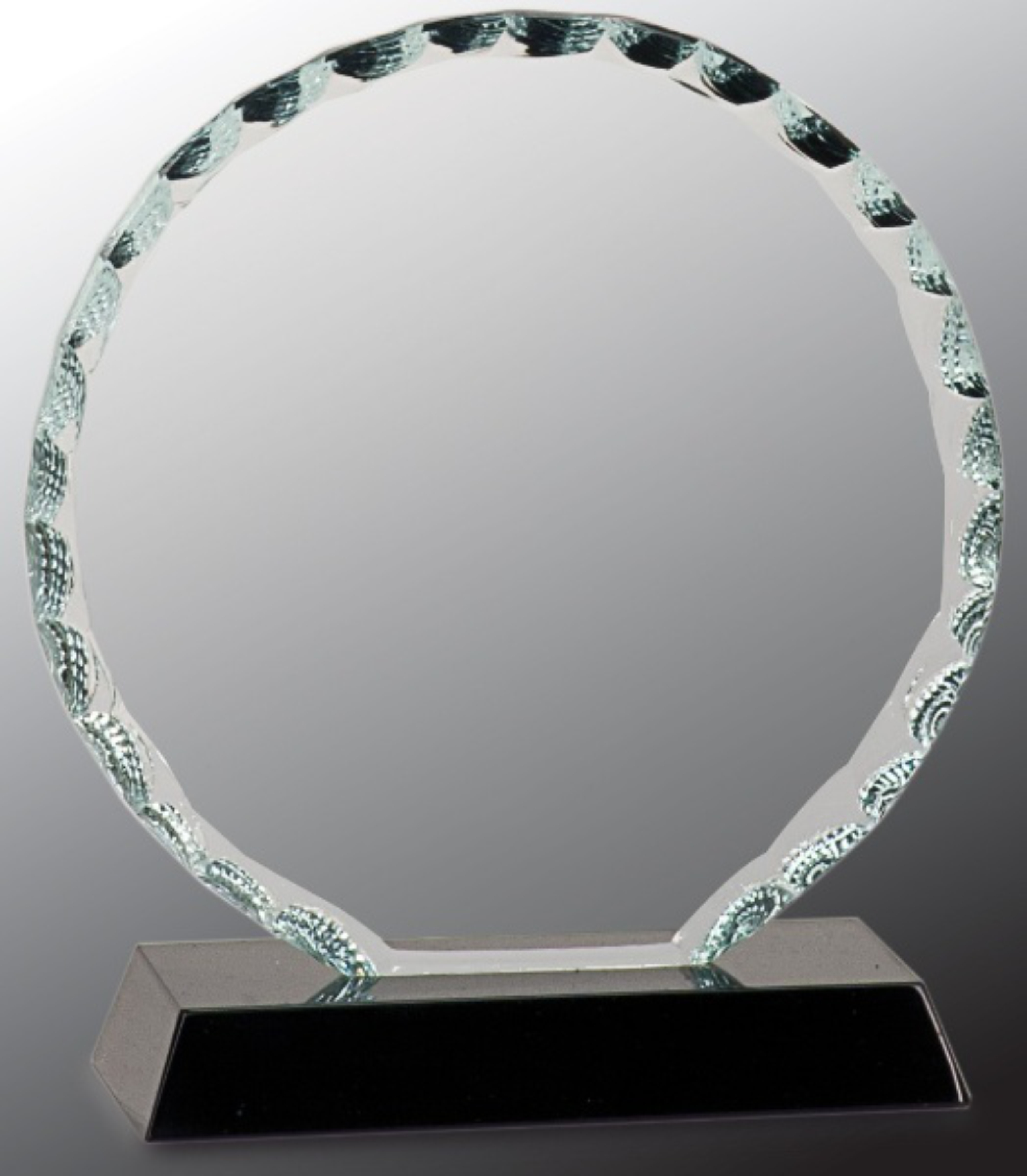 5" Round Facet Glass Award on Black Base 3