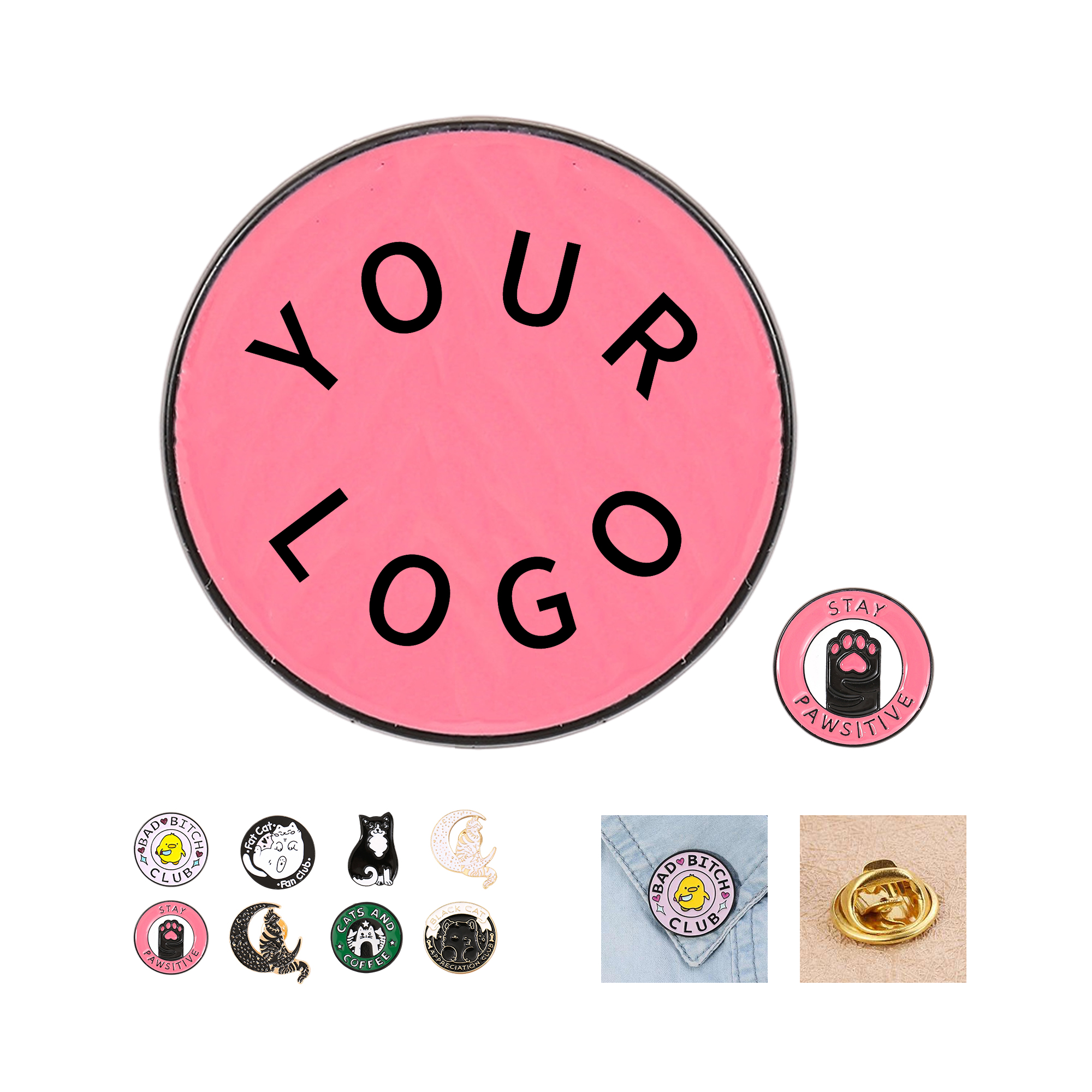 Round Zinc Alloy Metal Badge With Enamel Coating 1.2" 1
