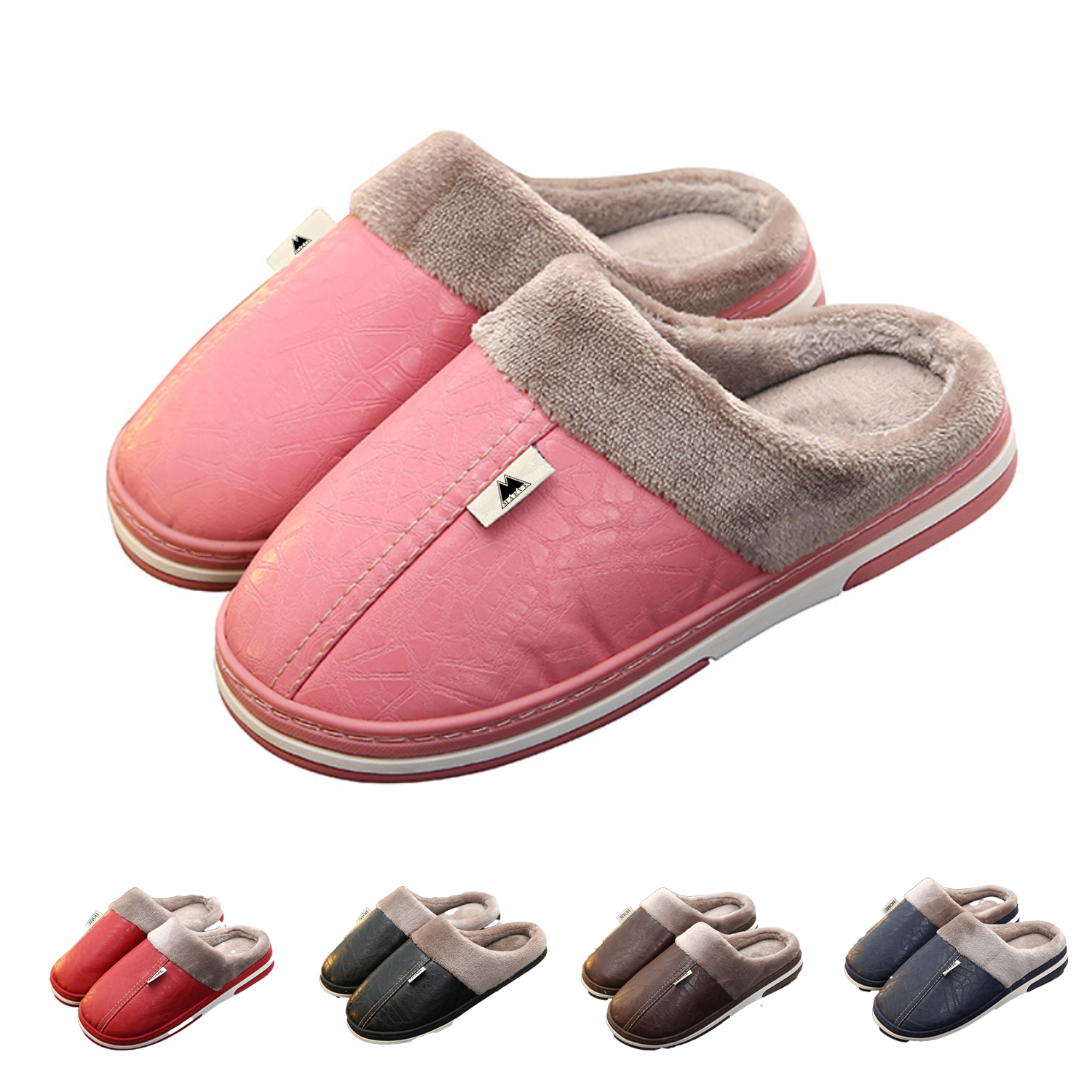 PU leather top waterproof platform slippers winter 1