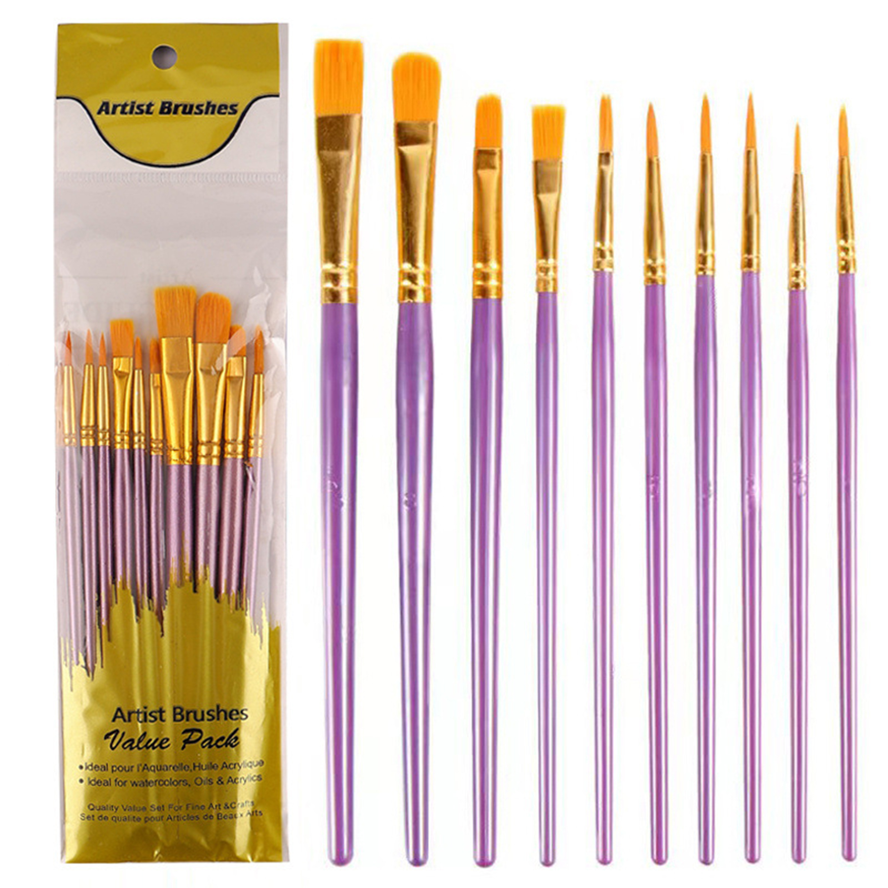 Plastic Set of 10 plastic pole oil brushes 9