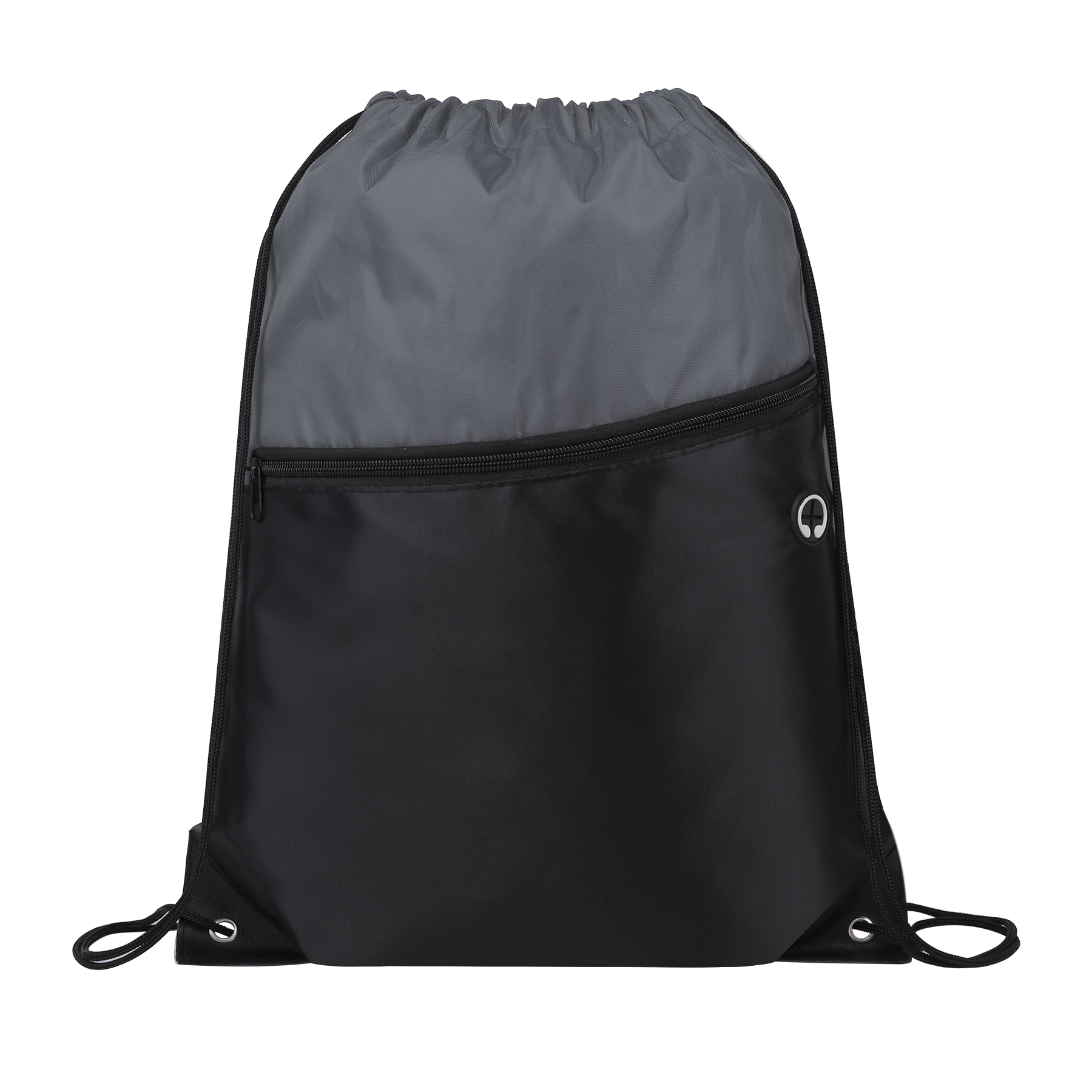 Two-Tone Drawstring Backpack With Front Zipper 17