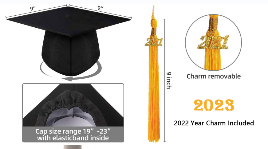 GradSeason Matte Graduation Gown Cap Tassel Set 2025 18