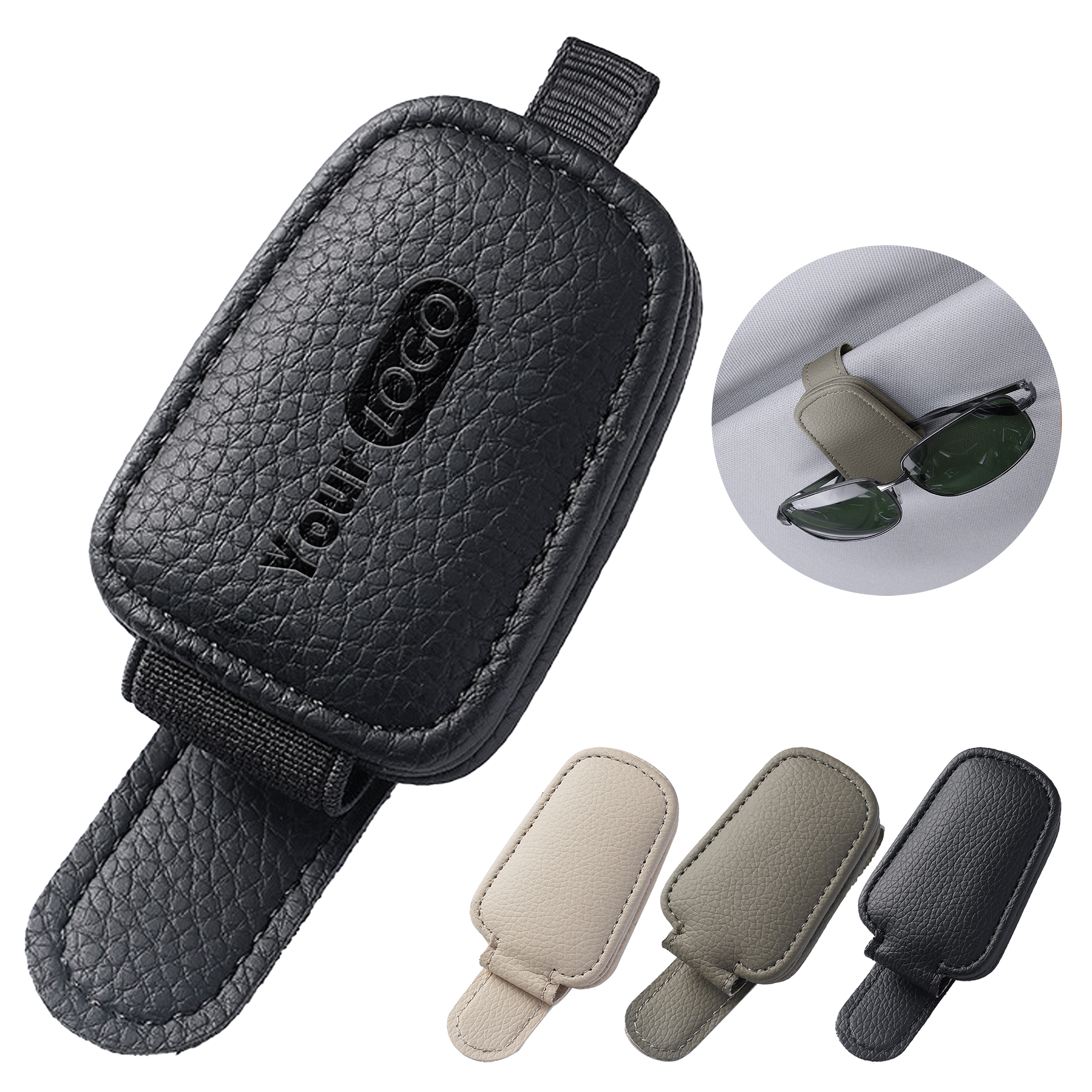 Pu Multi Functional Car Glasses Clip 4
