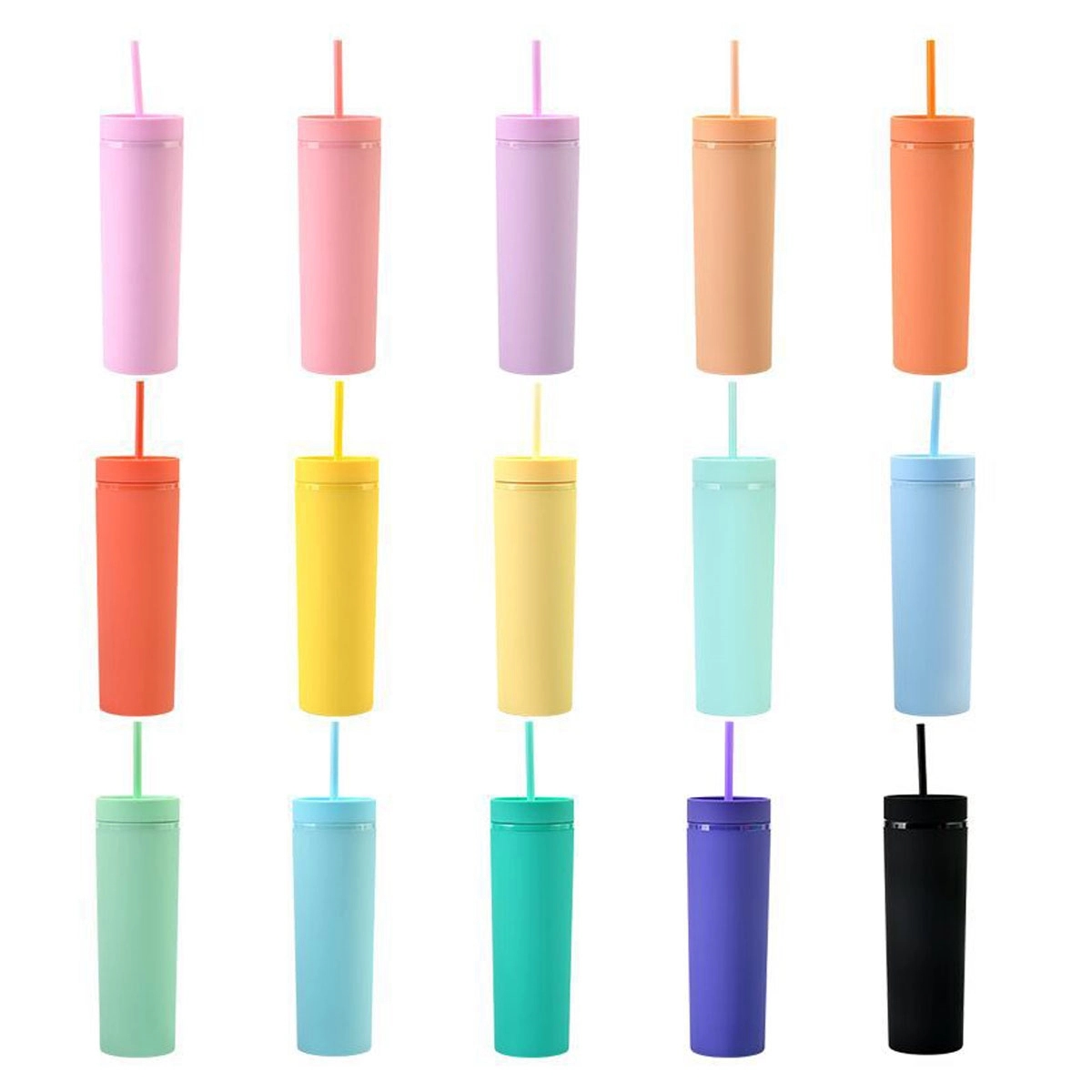 16 Oz Skinny Colored Acrylic Tumbler Double Wall 5