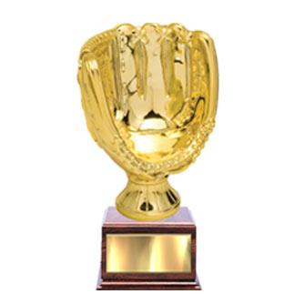 Resin Sport Ball: 17" Baseball Glove GOLD Plated w 2