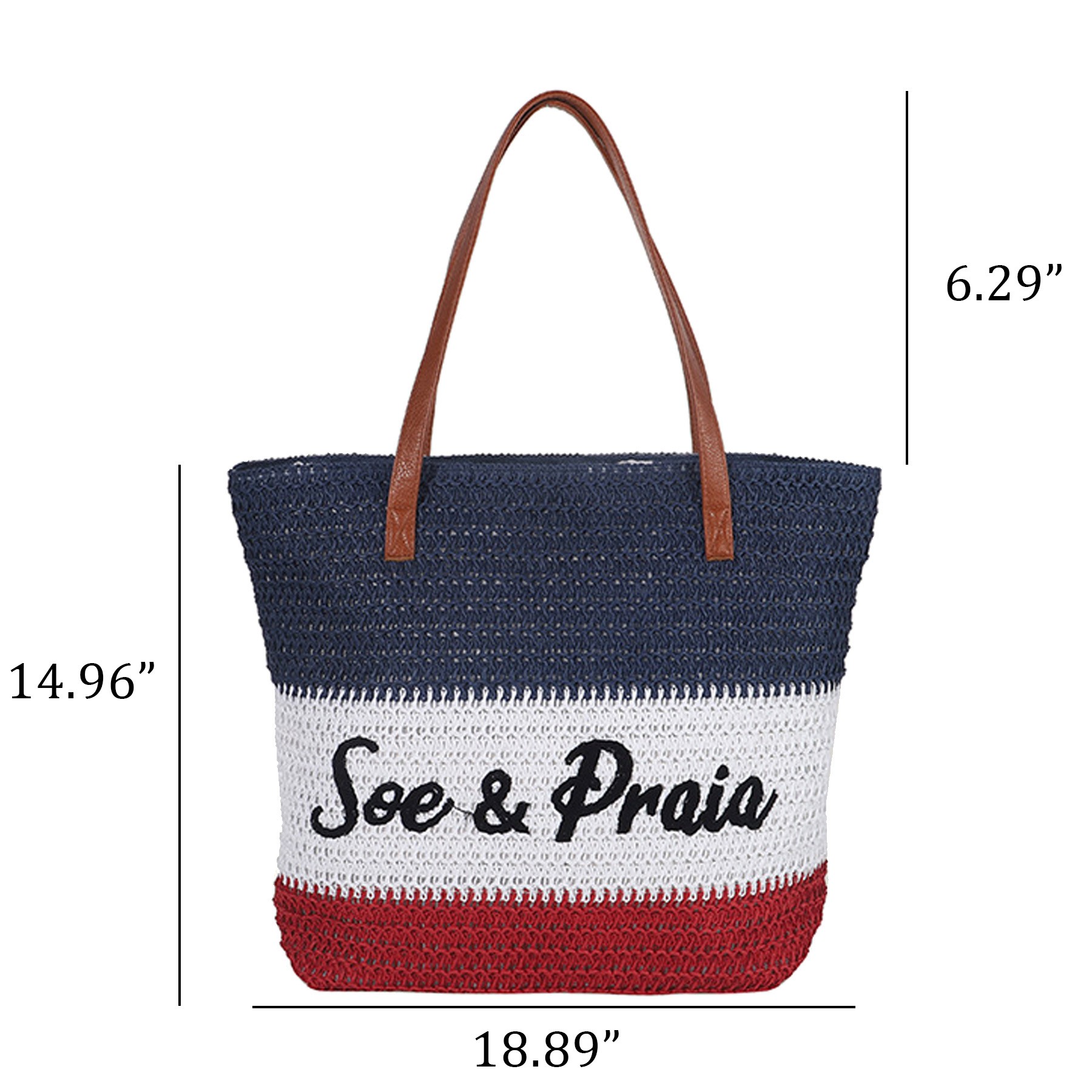 Colorful Beach Straw Bag, custom tote bag with logo imprint 6