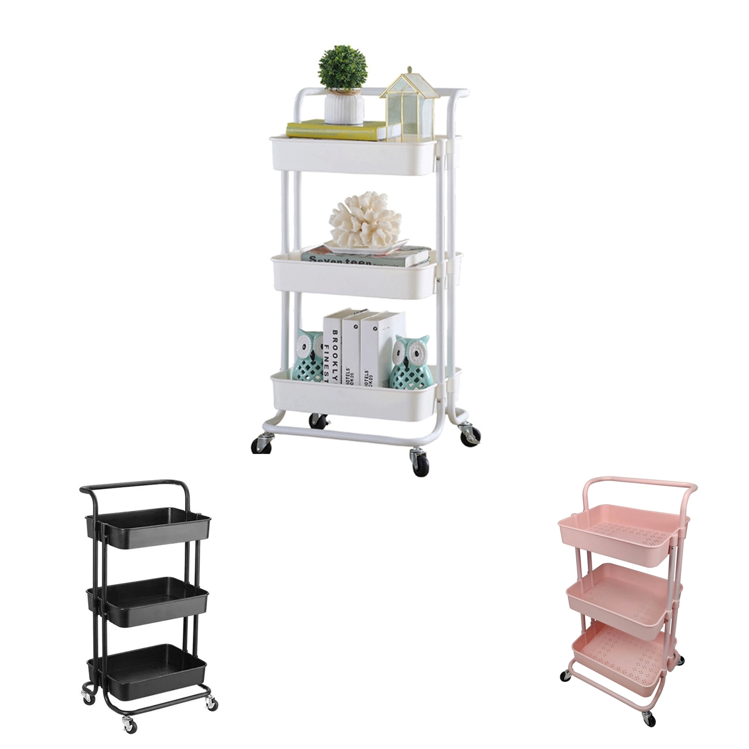 Heavy Duty 3-Tier Metal Utility Rolling Cart 4