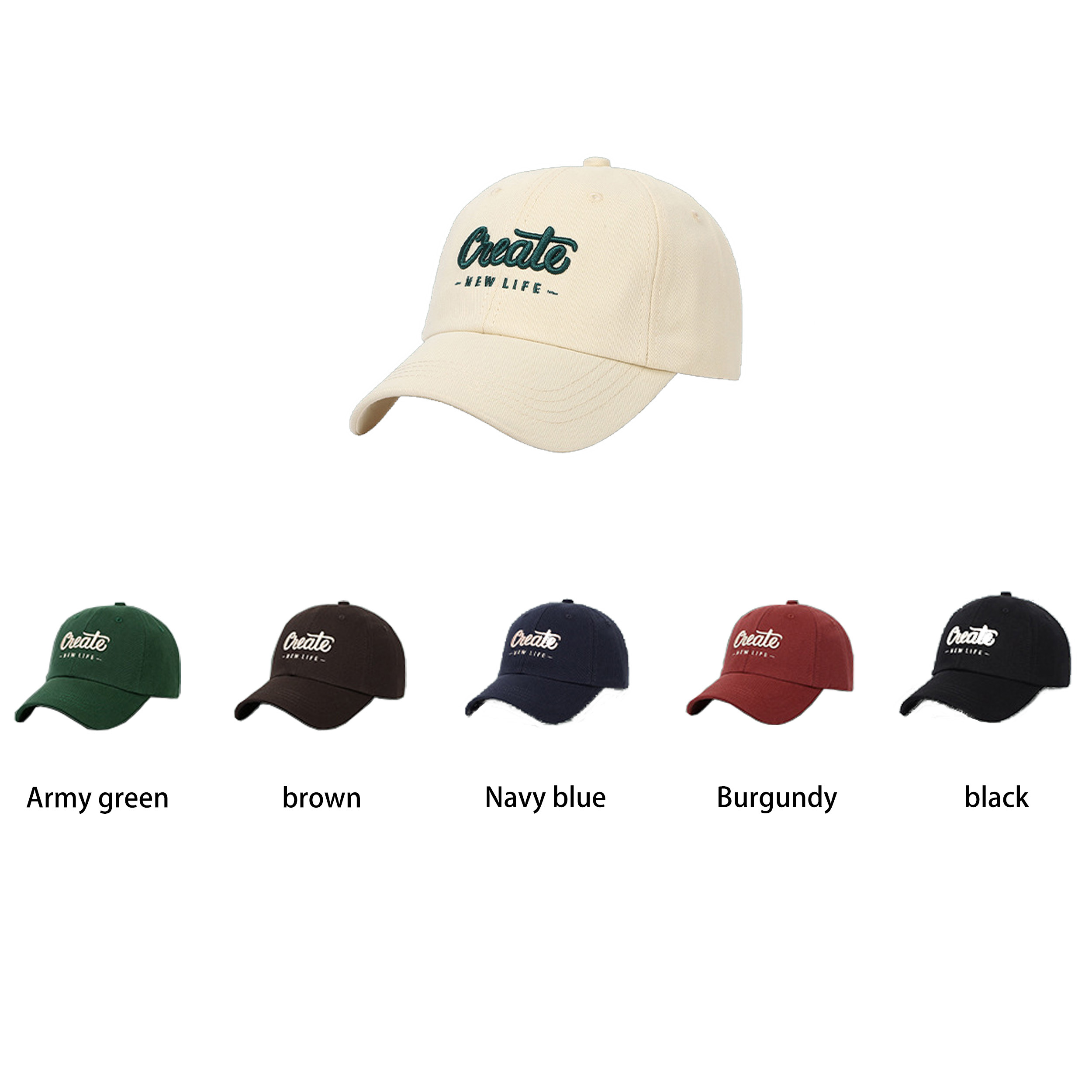 Wide-Brimmed Letter Baseball Cap 1