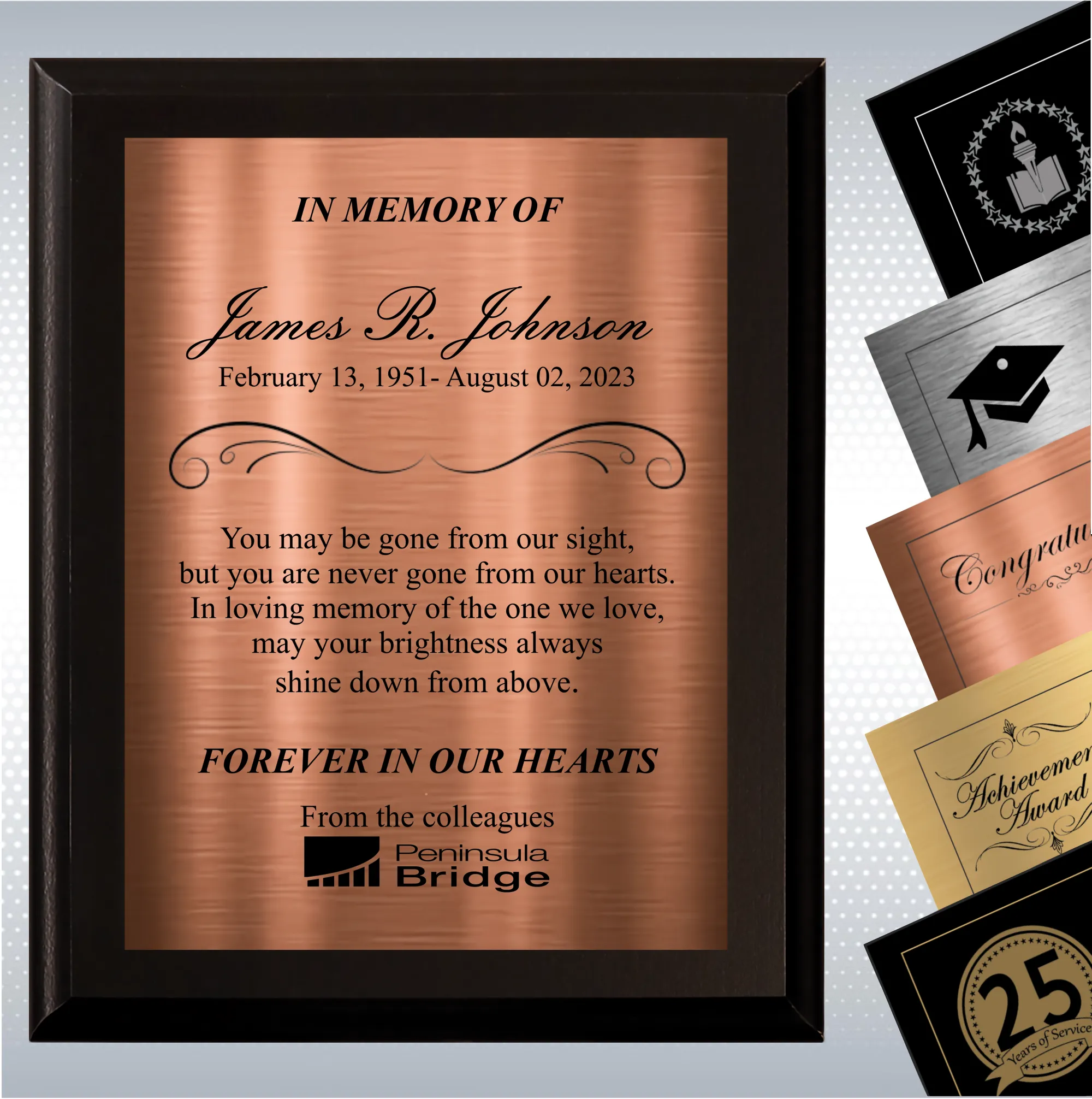 Black Matte Personalized Memorial Plaque Gift 2