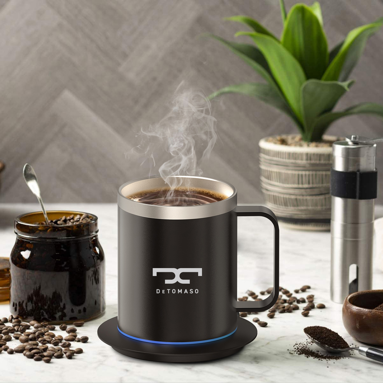 Stainless Steel Smart Mug Warmer with Light-Up Heating Base 7
