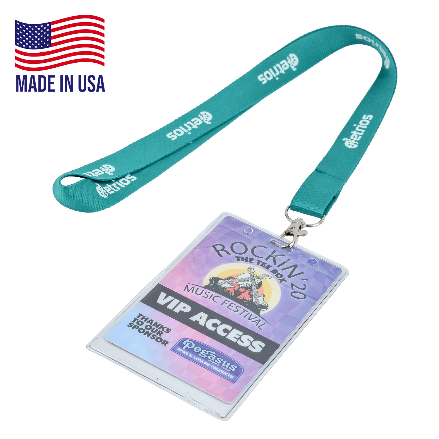 3/4" USA Made Polyester Lanyard w/ ID Badge Holder 2
