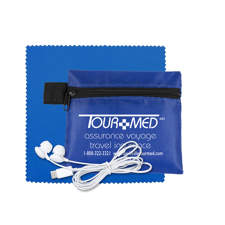 Mobile Tech Earbud Kit with Microfiber Cleaning Cloth In Zipper Pouch 4