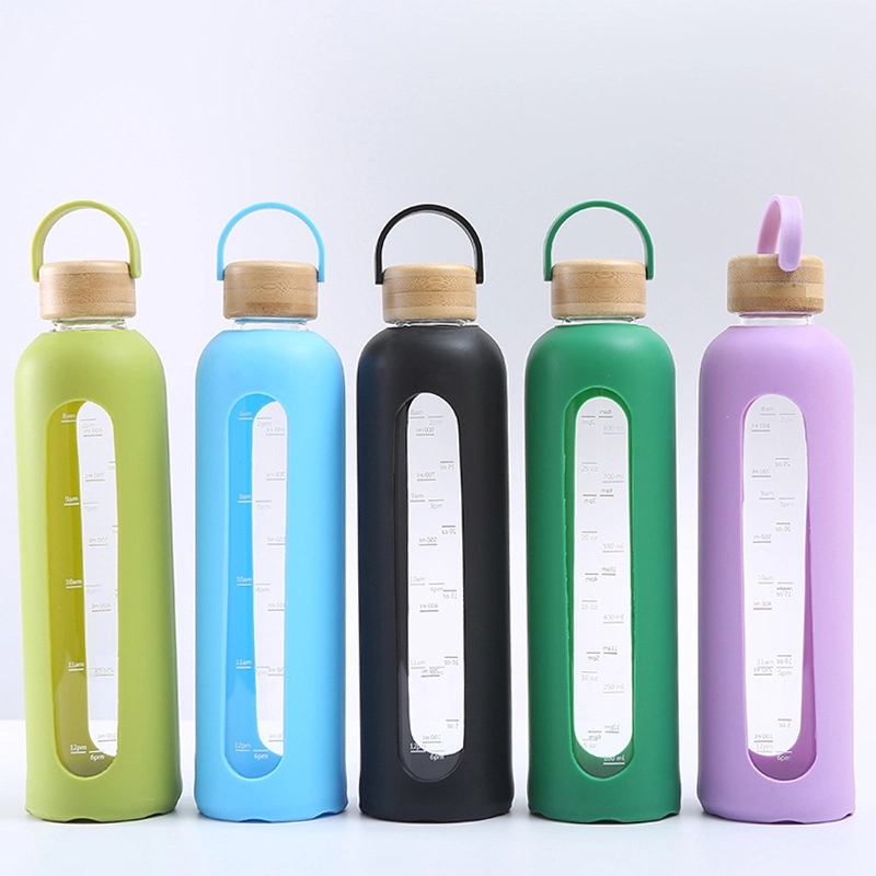 Custom 34 oz Glass Water Bottle with Time Marker 6