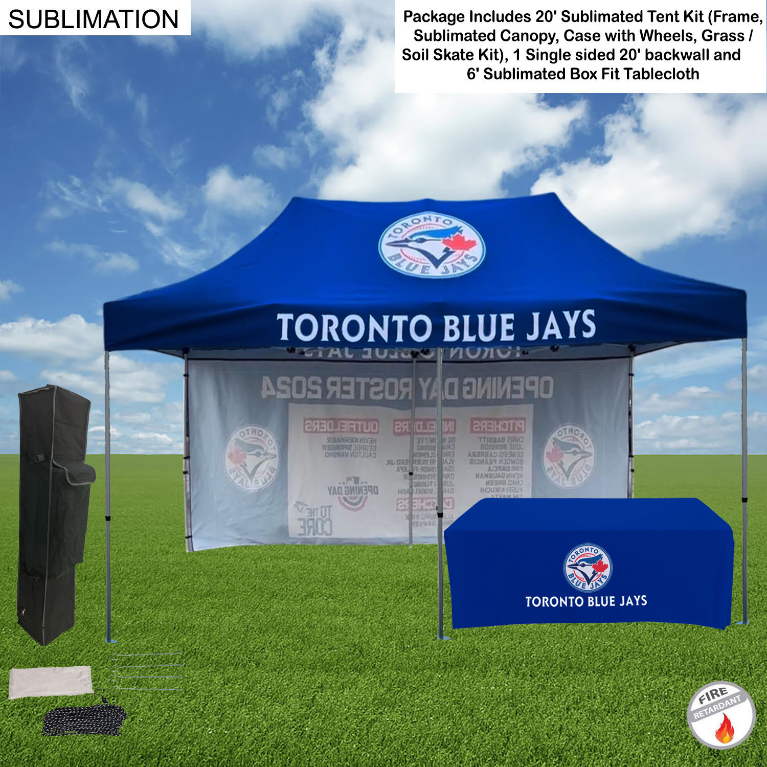 48 Hr Quick Ship - Deluxe Event Package, 20' Sublimated Tent, 20' backwall, 6' Box Fit Tablecloth 11