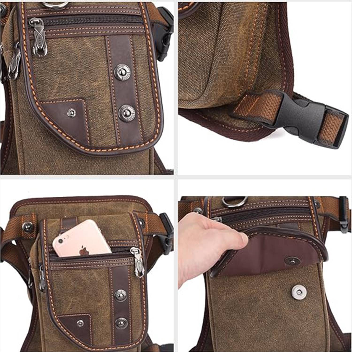 Vintage Canvas Shoulder Messenger Leather Patchwork Bag 4
