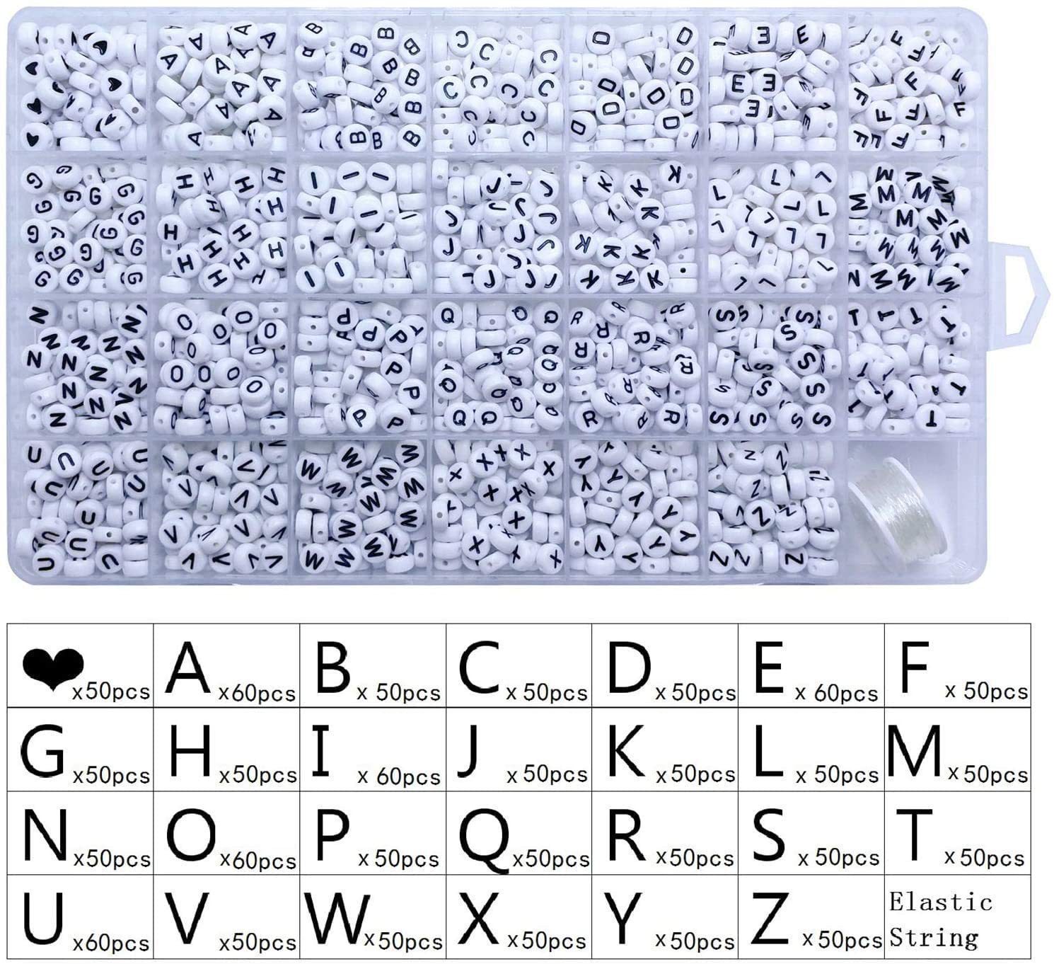 1400pcs Letter Beads 4x7mm Acrylic Round Alphabet Beads 2