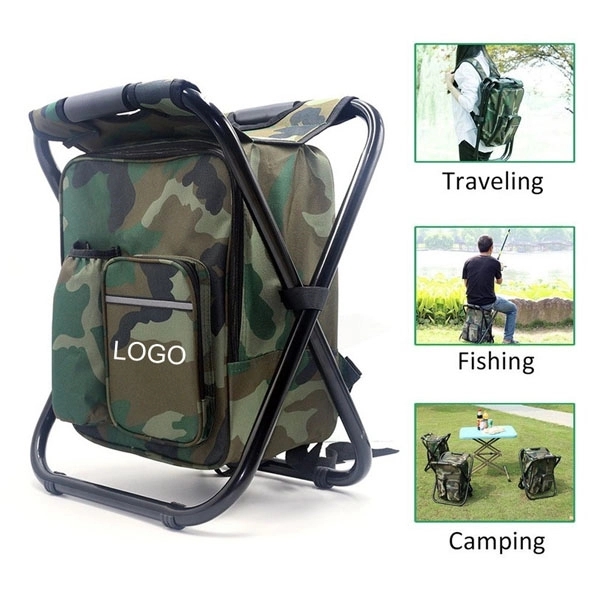 Portable Backpack Stool Cooler Bag Folding Chair 8