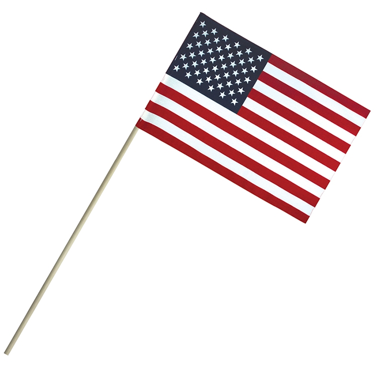 6" x 9" Economy Cotton U.S. Stick Flags on a 18" Dowel 2