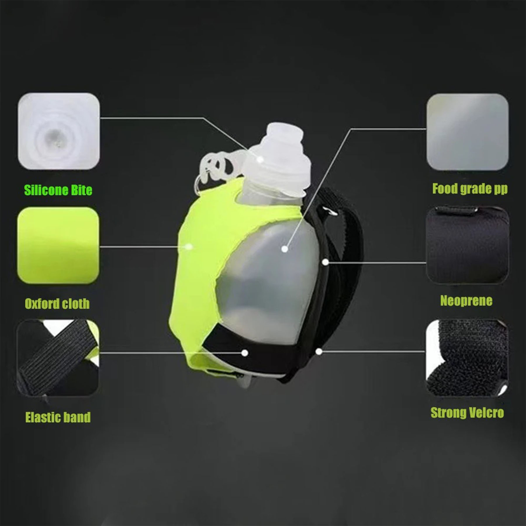 Pp Hands-Free 200Ml Wristband Water Bottle With Reflective Feature 1