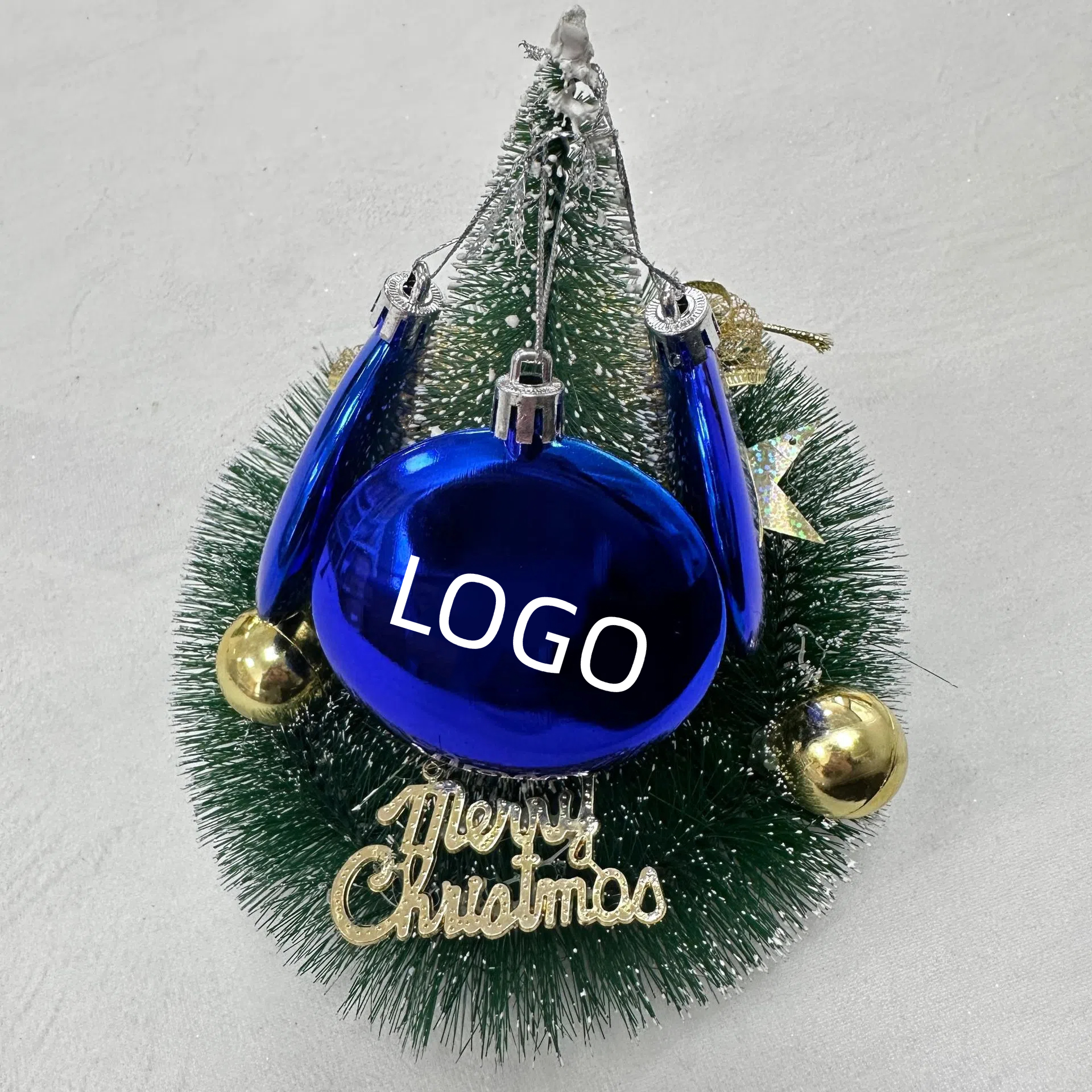 8CM Flat Ball Plastic Blue Light Flat Ball Business Gift Cross-border LOGO printing Christmas Decora 1