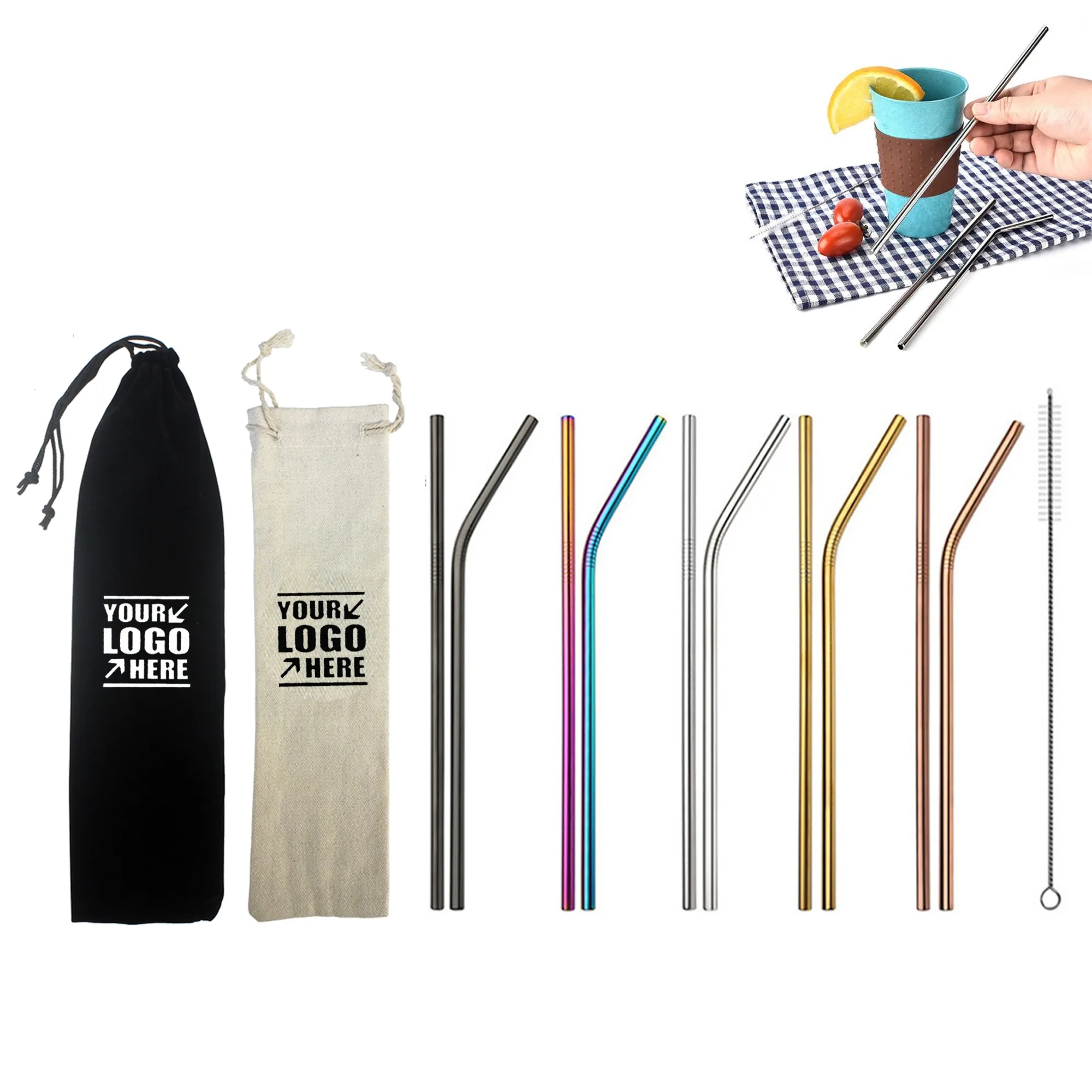 Rush Service 3 in 1 Reusable Stainless steel straw set 2