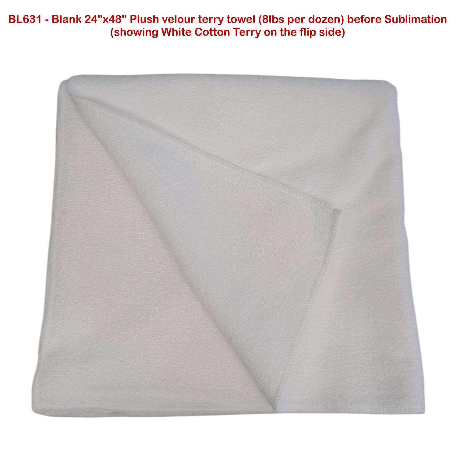 Golf Caddie Towel Extra Large in Plush Velour Terry , 24"x48", Sublimated Edge to Edge 1 side 4