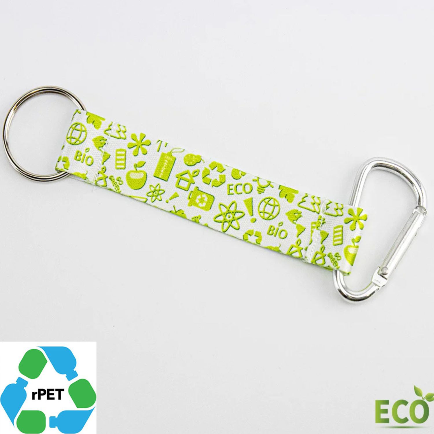 3/4" rPET Recycled 100% Polyester Sublimation Pocket Lanyards Carabiner w/ Keyring 2