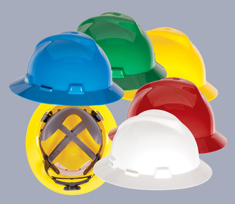 MSA V-Gard with Full brim and FasTrac ratchet suspension 1