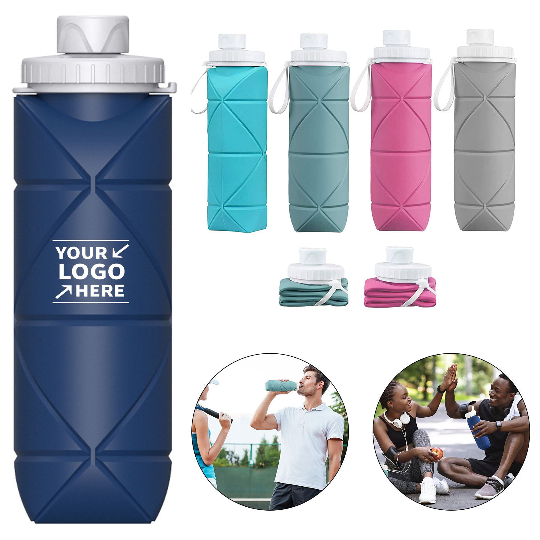20 Oz. Silicone Collapsible Water Bottle 2