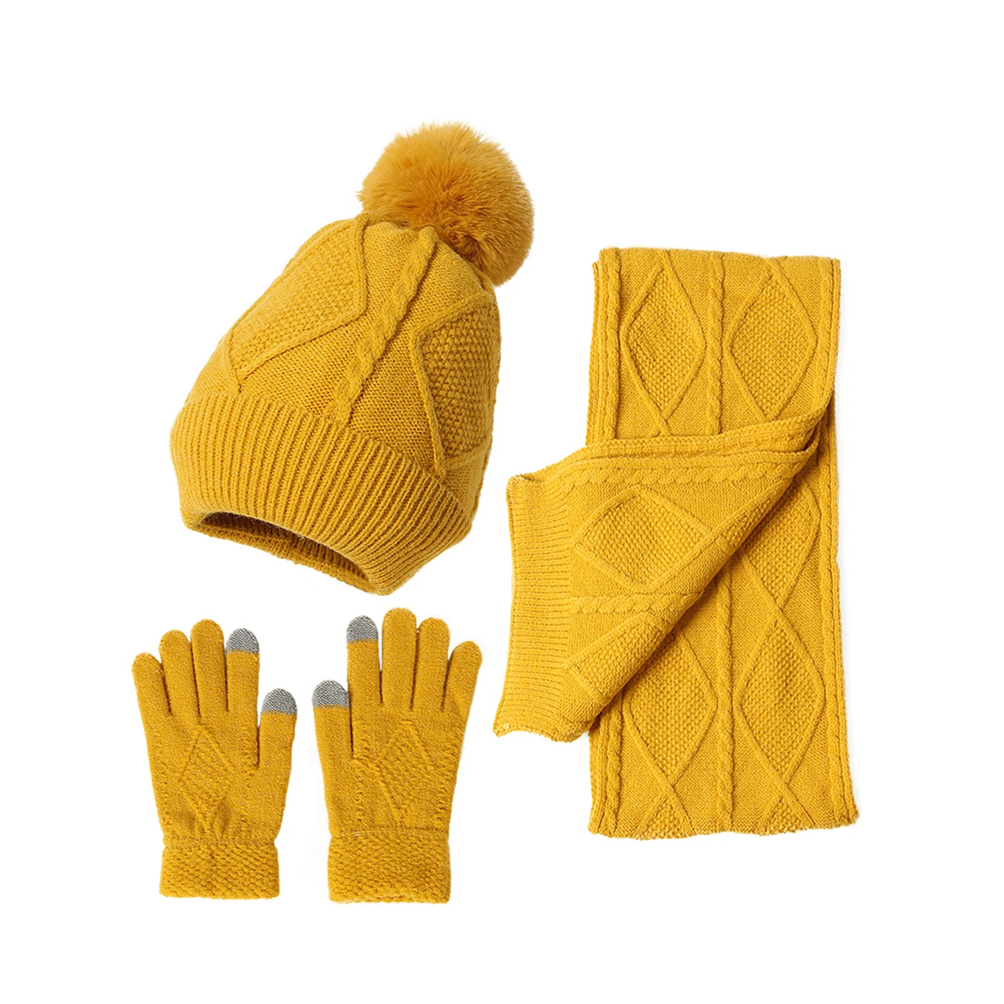 Winter Thickened Knit Warm Three Piece Set MOQ10pcs 4