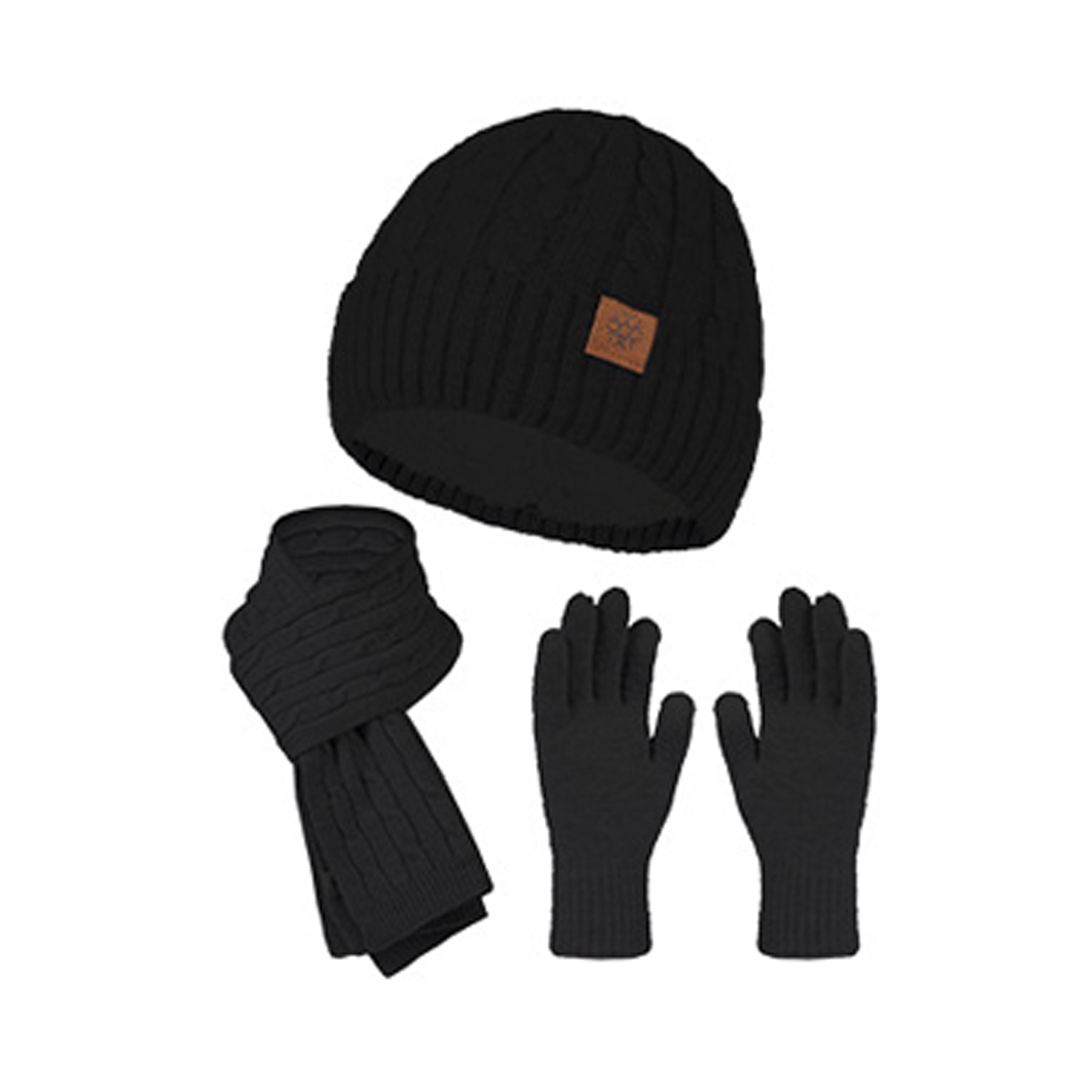 Winter Knit Beanie Hats and Touchscreen Gloves Long Scarf Set 6