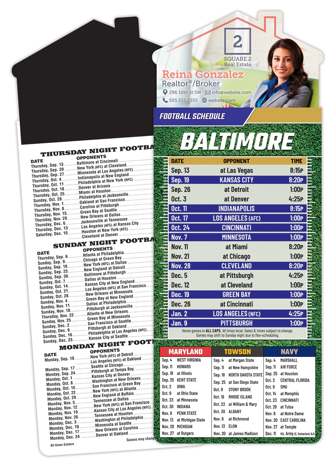 Magna-Card House Shape Magnet Football Schedules (3.5x9)