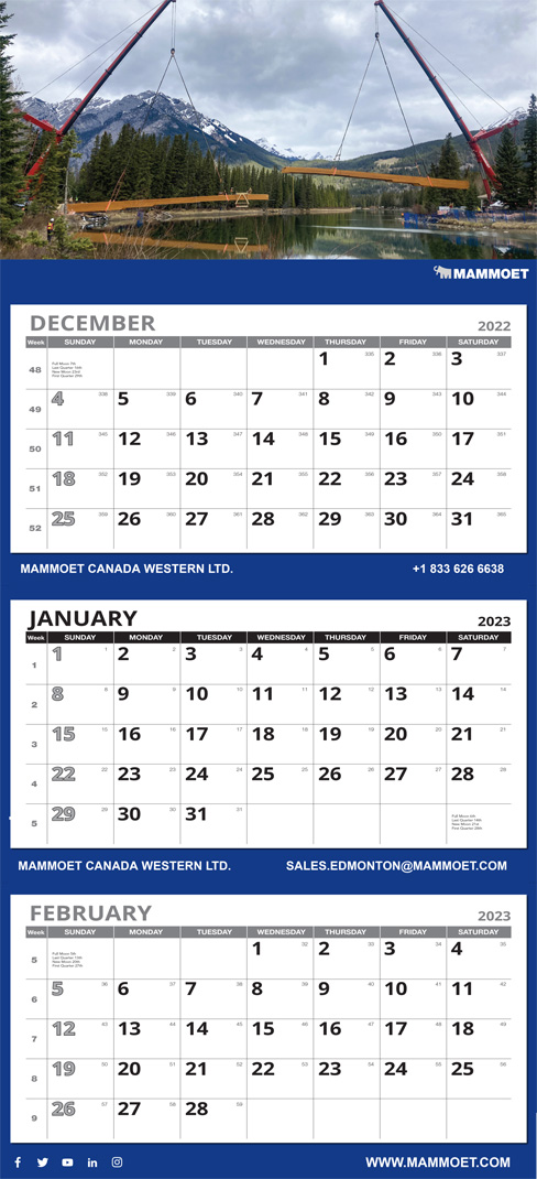 3 Month at a View European Wall Calendar 2