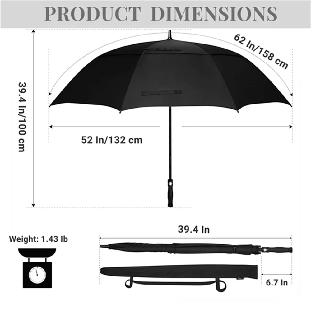 62" Arc Double Canopy Automatic Open Golf Umbrella 5