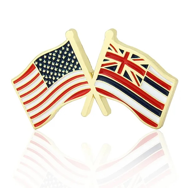 Stock Crossed Flag Pin (USA & USA) 25
