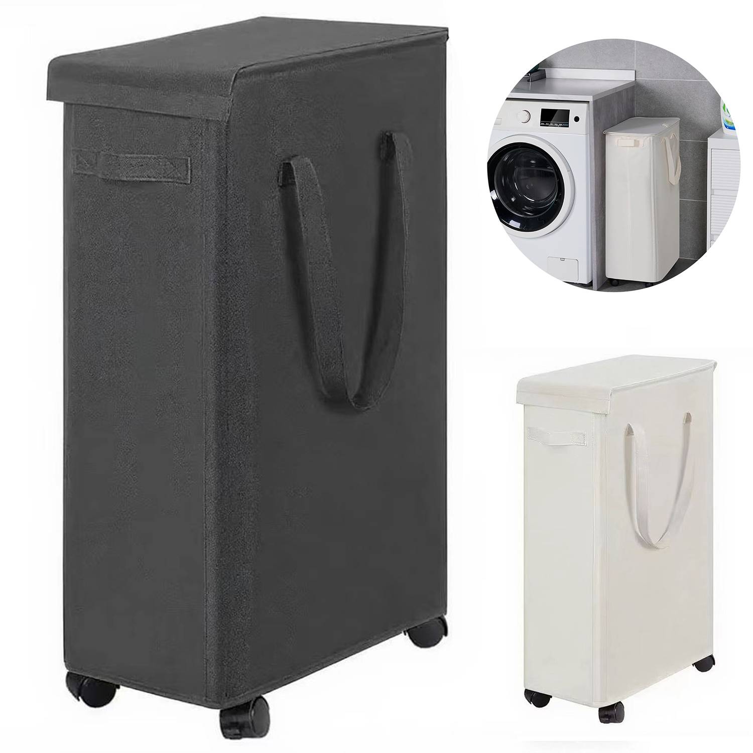Foldable Oxford Laundry Basket w/ Wheels 6
