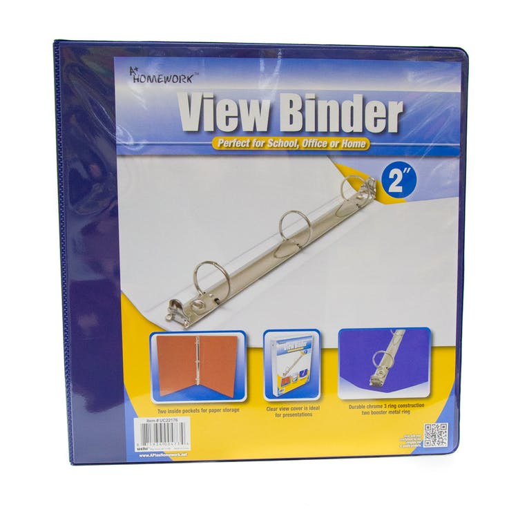2" 3-Ring Binder - Dark Blue 2 Pockets View Cover 2