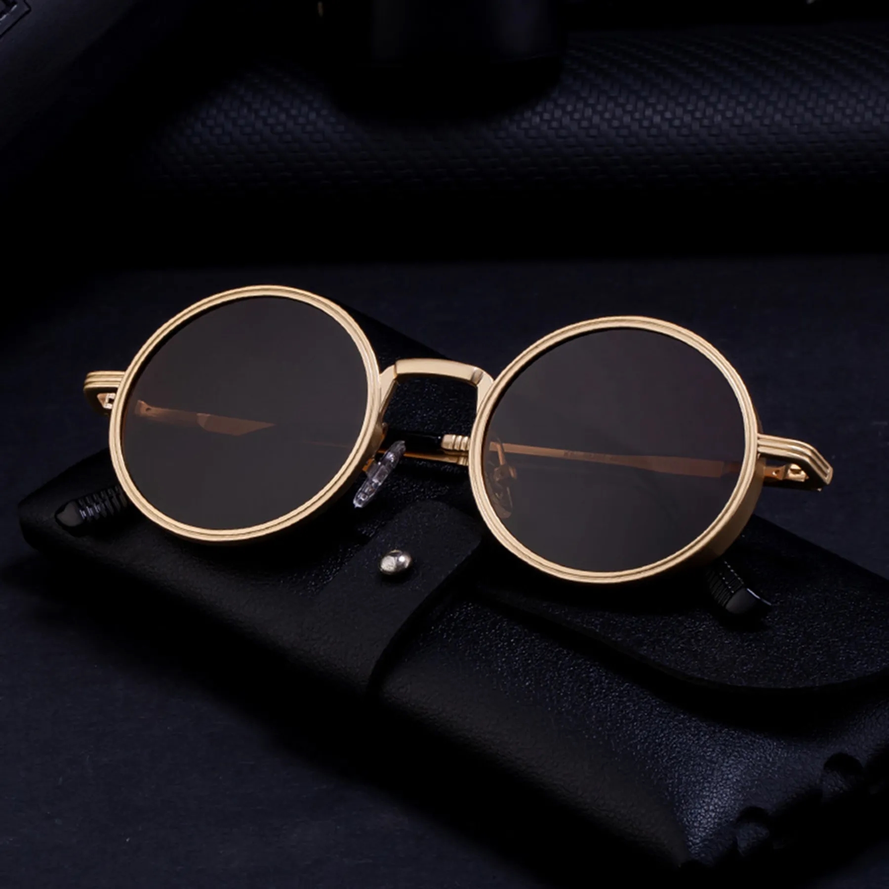 Vintage Punk Style Round Metal Frame UV400 Shades Sunglasses 9