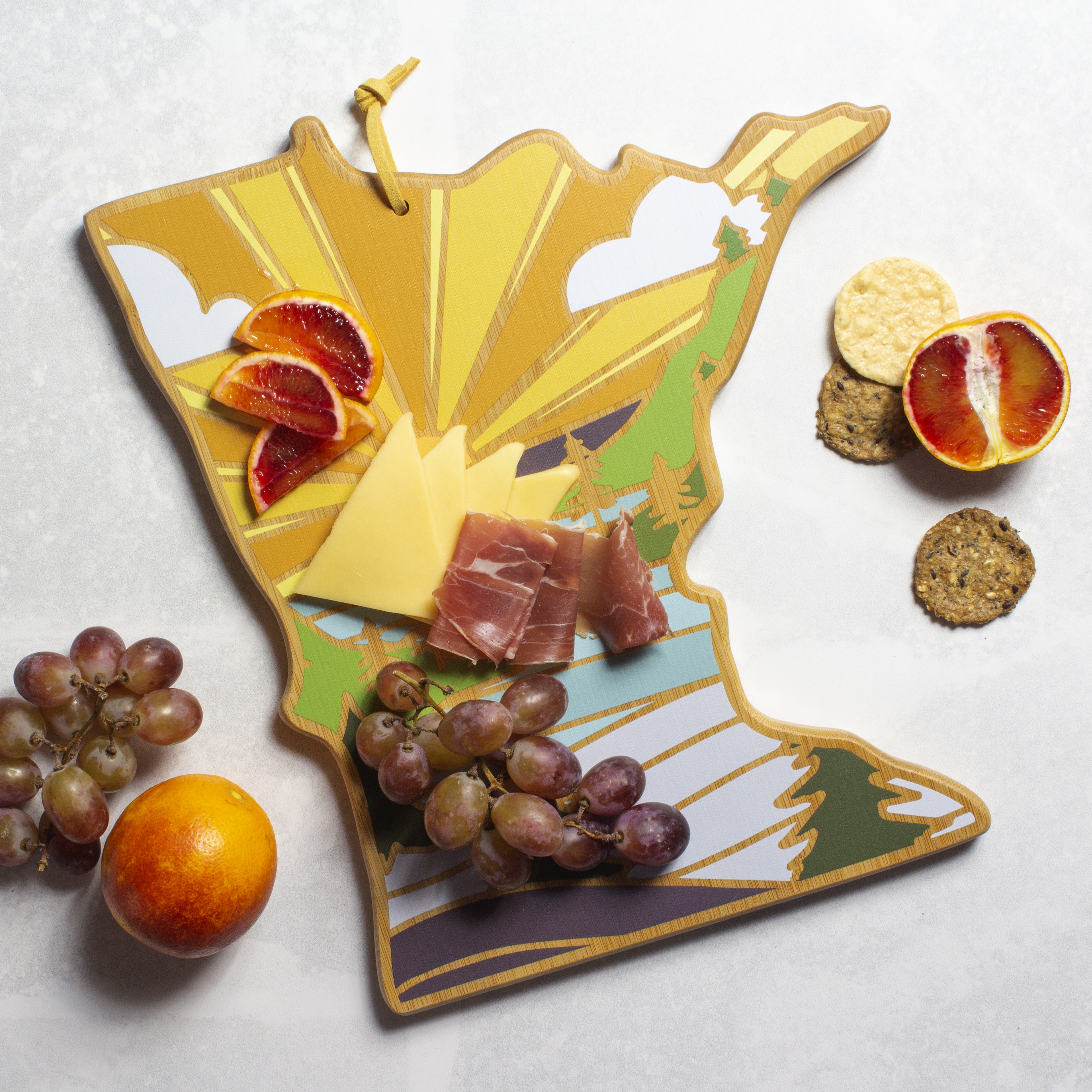 Minnesota State Shaped Serving and Cutting Board with Artwork by Summer Stokes 5