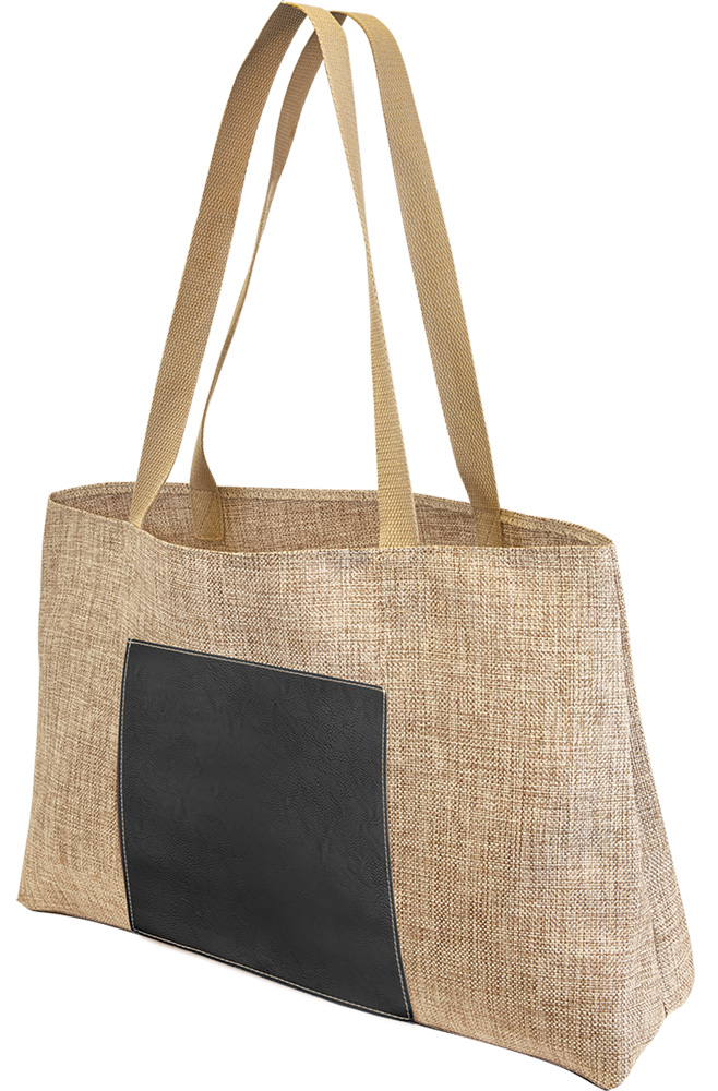 Black / Gold Laserable Leatherette Gusset Bag 5