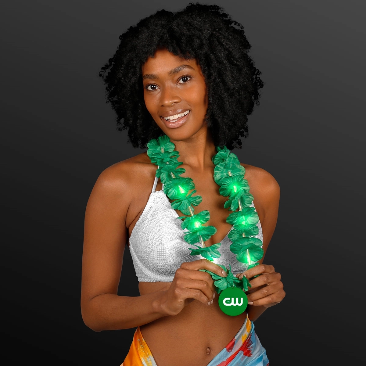 Light Up Green Lei with Medallion 4