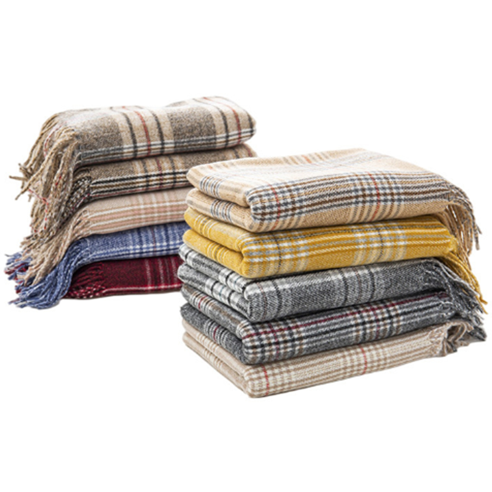 Tassel Plaid Pattern Imitation Cashmere Scarf 2