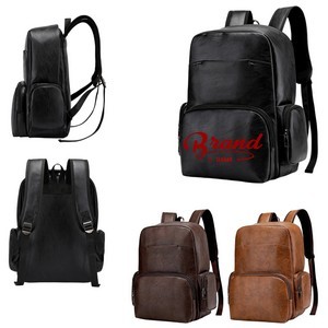 PU Leather Laptop Backpack With USB Charging Port 10