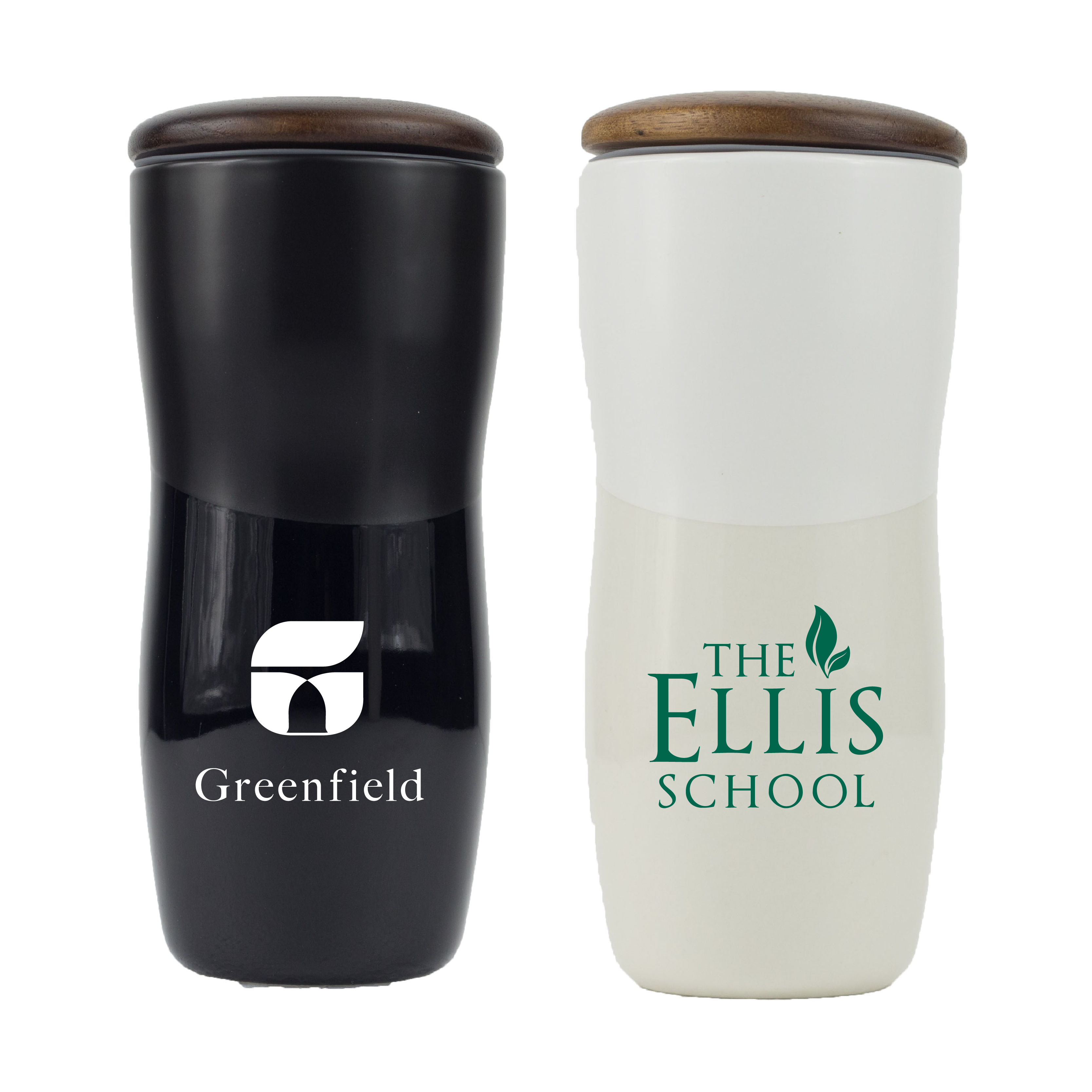 Pro Designer 12 Oz. 2 Toned Ceramic Tumbler w/Wood Lid 2