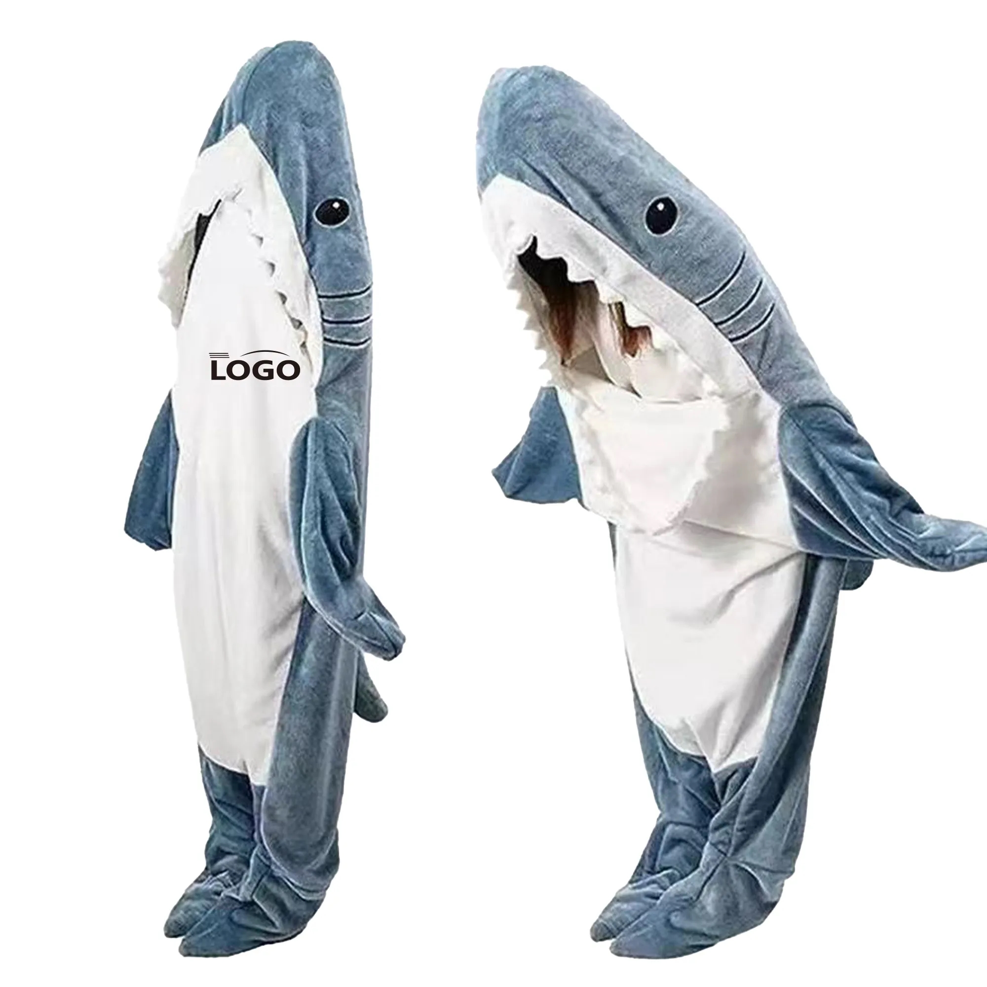 Cozy Shark Blanket Nightgown Hoodie Cosplay Lounging 5
