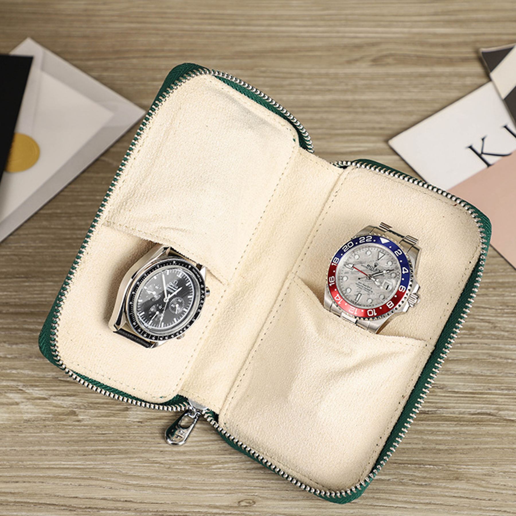 Genuine Leather Portable Watch Storage Travel Cosmetic bag 4