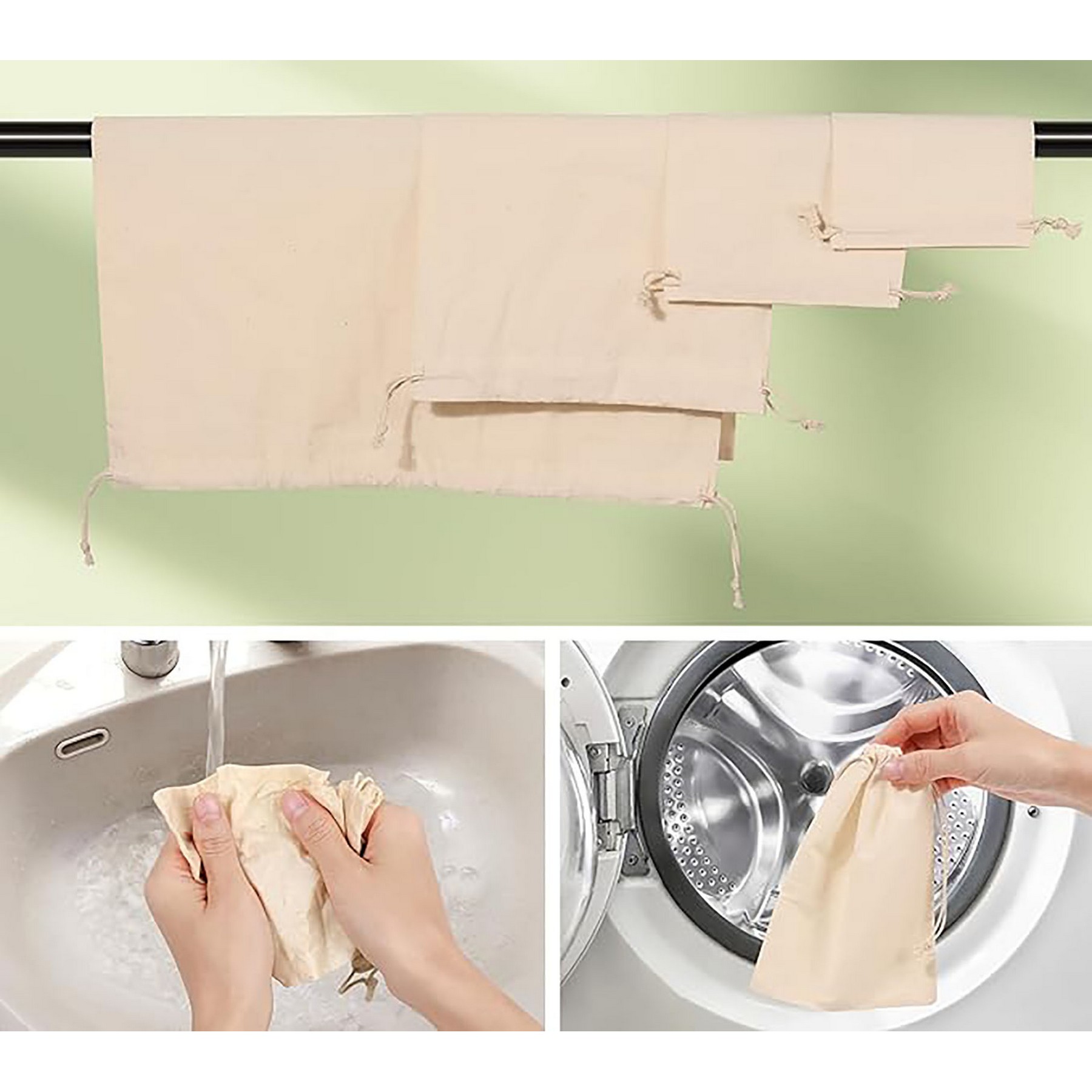 Cotton Reusable Produce Bags Biodegradable Linen Bag 5