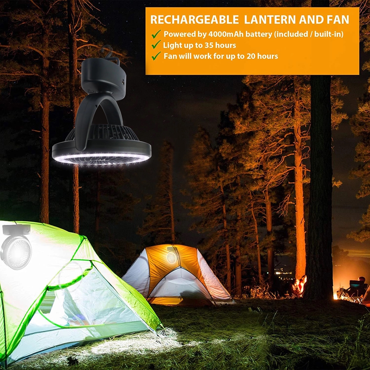 Portable Camping Fan With Led Lantern 5