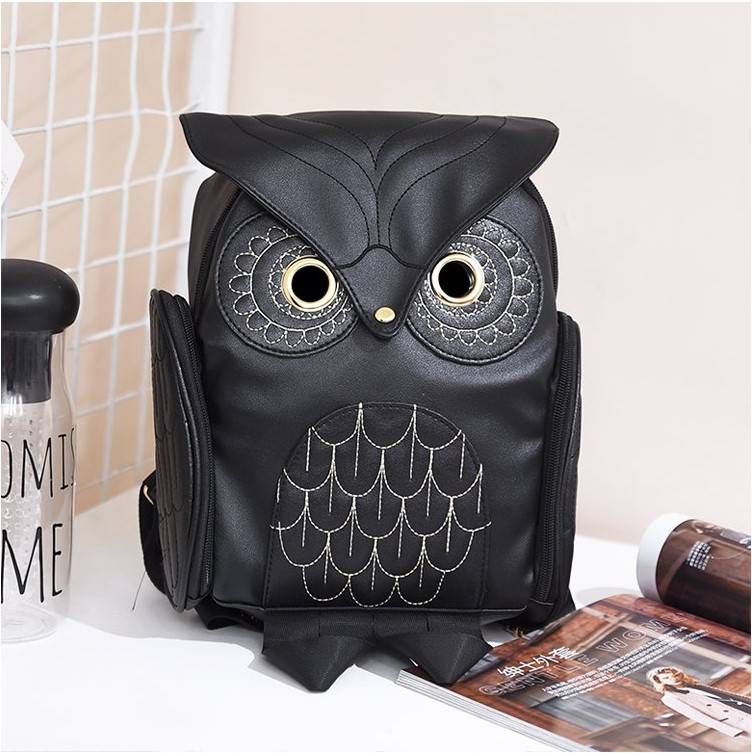 PU Leather Owl Cartoon Backpack 4