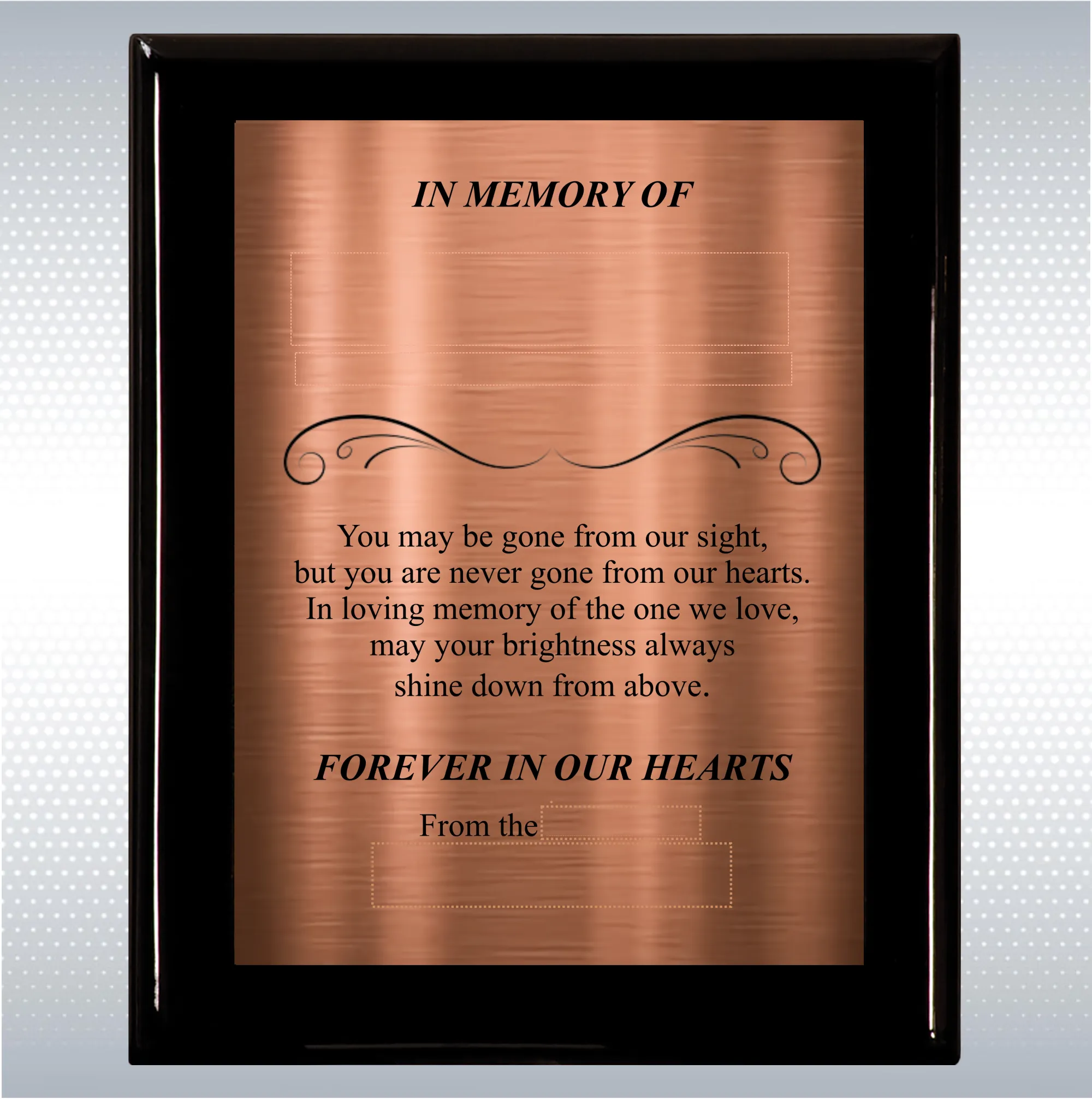 Black Piano Finish Wood Plaque Memorial Gift Award 9